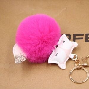 Pink Fox Pom Pom Bag Charm